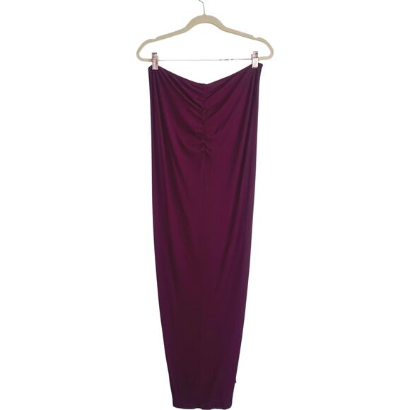Skims Soft Lounge Ruched Long Skirt in Red Wine - Picture 8 of 10